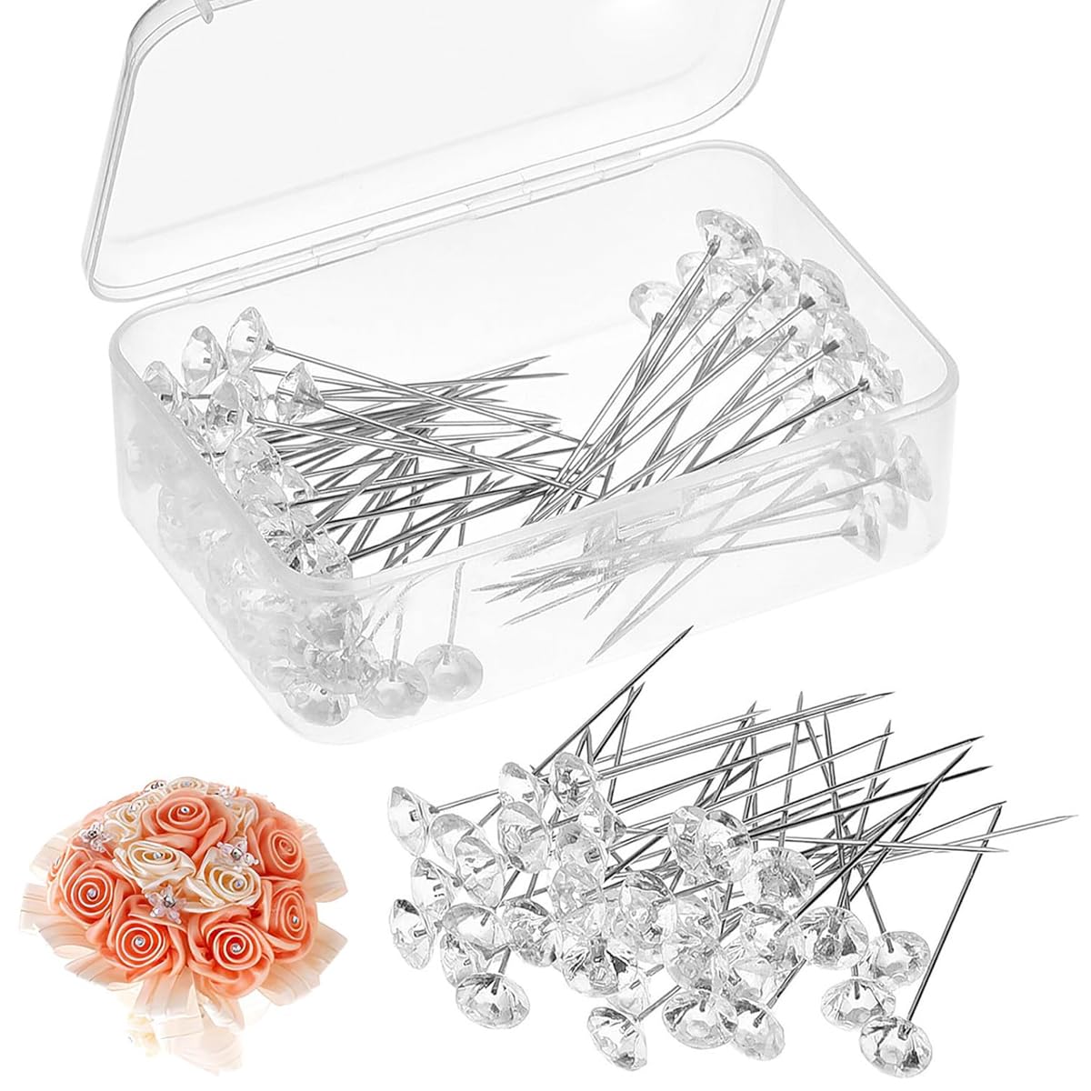 MAYCREATE Corsage Boutonniere Pins, Sewing Corsages Flower Pins, Floral Diamond Rhinestones Pins, Straight Head Pins for Wedding, DIY Jewelry Making Sewing Wedding Flower Decorations MAYCREATE Corsage Boutonniere Pins, Sewing Corsages Flower Pins, Floral Diamond Rhinestones Pins, Straight Head Pins for Wedding, DIY Jewelry Making Sewing Wedding Flower Decorations